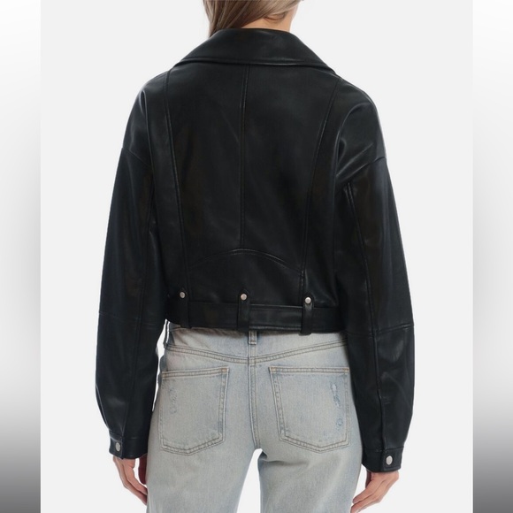 Avec Les Filles - Oversized Faux Leather Cropped Biker Moto Jacket - Size Small - Picture 3 of 7